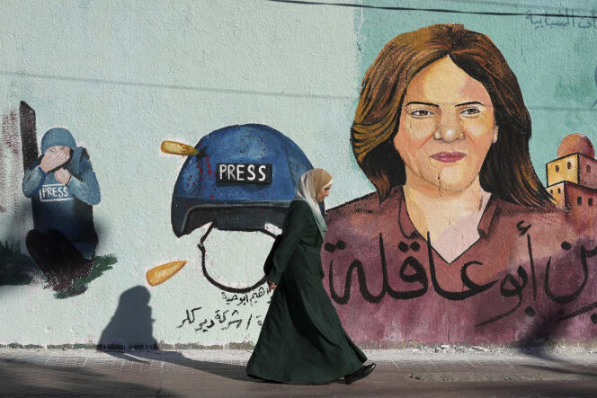 Une fresque, à Gaza, représentant la journaliste Shireen Abu Akleh, tuée le 11 mai 2022.