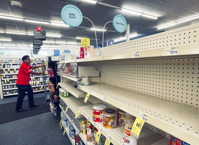 The almost empty shelves of this pharmacy in New Orleans, Louisiana, on May 16, 2022, testify to the shortage of infant milk that has affected the whole country for several months.