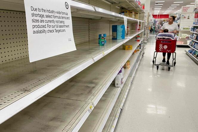 Empty infant formula shelves in a supermarket in Annapolis, Maryland, US, May 16, 2022. 
