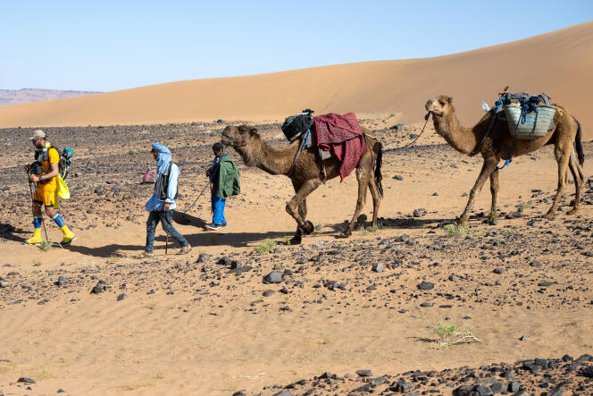 Au Maroc, lors de la 36e édition du Marathon des sables, en mars 2022. 