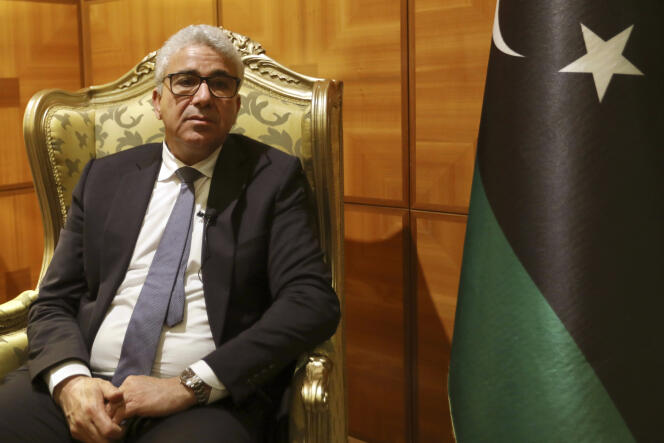 Fathi Bachagha, alors ministre de l’intérieur du gouvernement libyen soutenu par l’ONU, lors d’une interview, le 6 janvier 2021 à Tripoli, en Libye. 