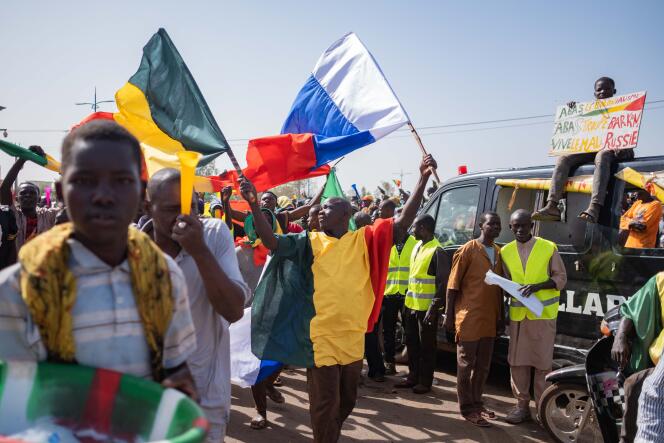 Demonstration by the Yerewolo movement against the French military presence in Mali, at the Place de la Tour de l'Afrique in Bamako, February 4, 2022.