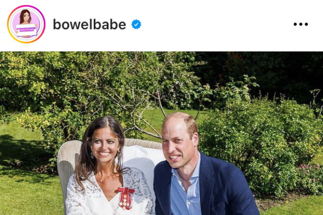 Une capture d’écran du compte instagram de Deborah James, montrant une image prise lors de la visite du prince Williams. 