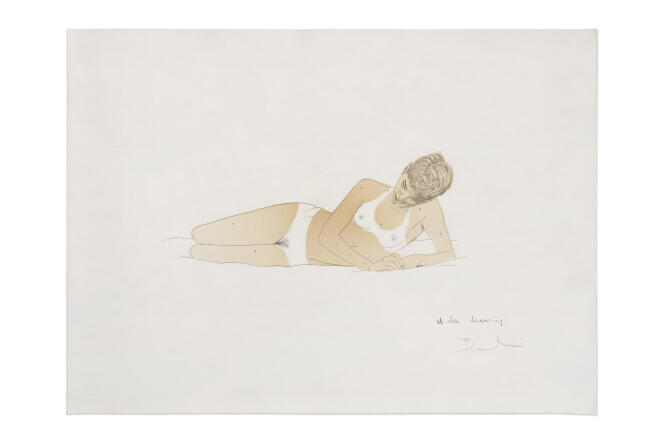 « Winter Drawing #3 » (2020), de Gilles Barbier. Crayon sur papier et exposition à la lampe à bronzer, 42 cm x 57,5 cm.