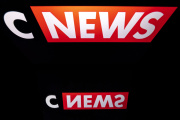 Le logo de CNews vu sur un écran, en mars 2019, à Paris.