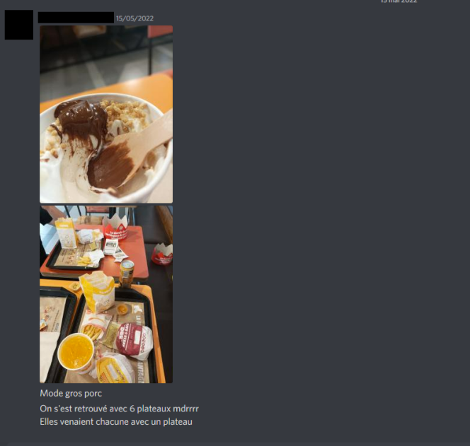 Capture d’écran d’un internaute montrant son repas après avoir acheté des sandwichs bradés.