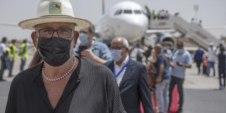 Israeli tourists arrive at the Marrakech-Menara International Airport on the first direct commercial flight between Israel and Morocco, on July 25, 2021. (Photo by FADEL SENNA / AFP)