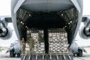 INDIANAPOLIS, IN - MAY 22: Airmen stand in the cargo bay of a U.S. Air Force C-17 carrying 78,000 lbs of Nestlé Health Science Alfamino Infant and Alfamino Junior formula from Europe at Indianapolis Airport on May 22, 2022 in Indianapolis, Indiana. The mission, known as Operation Fly Formula, is being executed to address an infant formula shortage caused by the closure of the United States largest formula manufacturing plant due to safety and contamination issues. Jon Cherry/Getty Images/AFP
== FOR NEWSPAPERS, INTERNET, TELCOS & TELEVISION USE ONLY ==