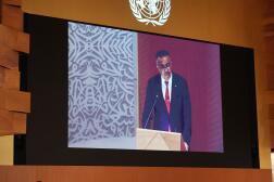 Le directeur général de l’OMS, Tedros Adhanom Ghebreyesus, aux Nations unies, à Genève, le 22 mai 2022.