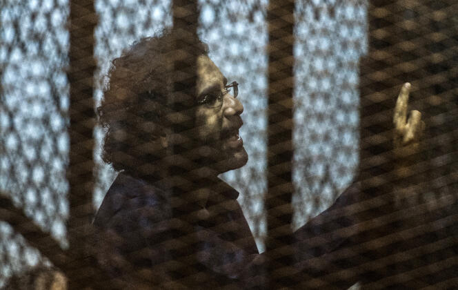 L’activiste égyptien Alaa Abdel Fattah lors de son procès au Caire, le 23 mai 2015.