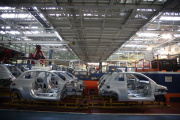 A Fiat 500 assembly line in Tychy, Poland, in April 2009.