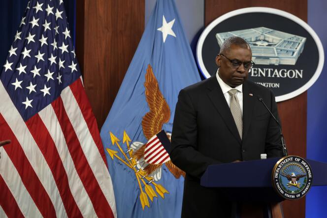 Le secrétaire à la défense américain, Lloyd Austin, lors d’un point de presse au Pentagone, à Arlington (Virginie), le 23 mai 2022.
