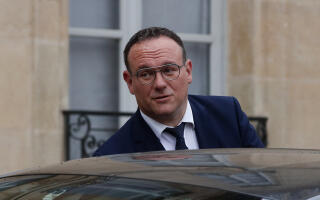 New French Minister of Solidarity Damien Abad leaves the Elysee Palace after the first cabinet meeting since French President Emmanuel Macron 's reelection, Monday, May 23, 2022 in Paris. French President Emmanuel Macron announced last week a new-look Cabinet, with a new foreign minister part of the reshuffled line-up behind France's first female prime minister in 30 years. (AP Photo/Michel Spingler)
