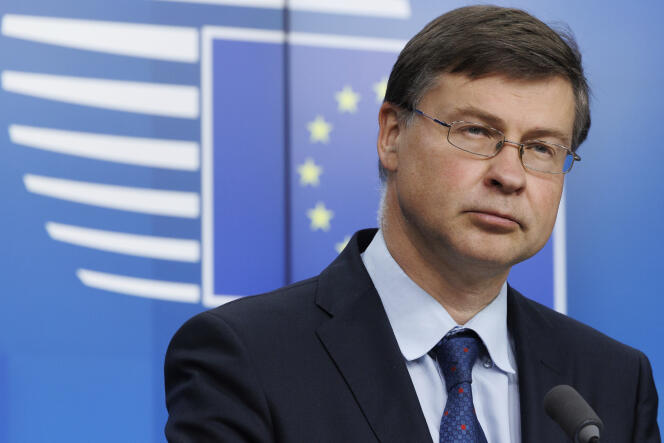 Le vice-président de la Commission européenne en charge du commerce, Valdis Dombrovskis, le 24 mai 2022, à Bruxelles.