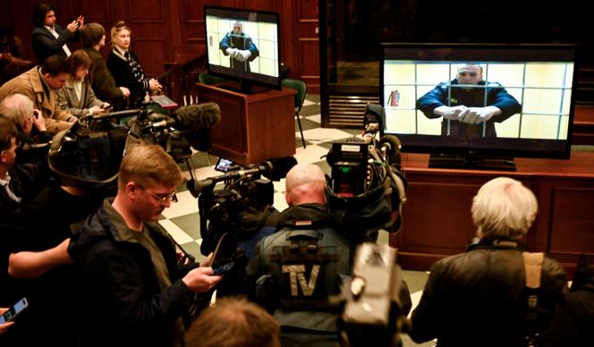 Opponent Alexei Navalny, during the appeal hearing against his nine-year prison sentence handed down in March, in Moscow, May 24, 2022.