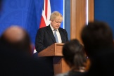 Le premier ministre britannique Boris Johnson lors d’une conférence de presse à Downing Street (Londres), le 25 mai 2022.