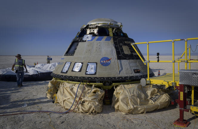 The Starliner capsule after landing in the New Mexico desert on May 25, 2022.