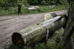 Des restes de missile dans la ville de Lysychansk (Donbass), le 26 mai 2022.