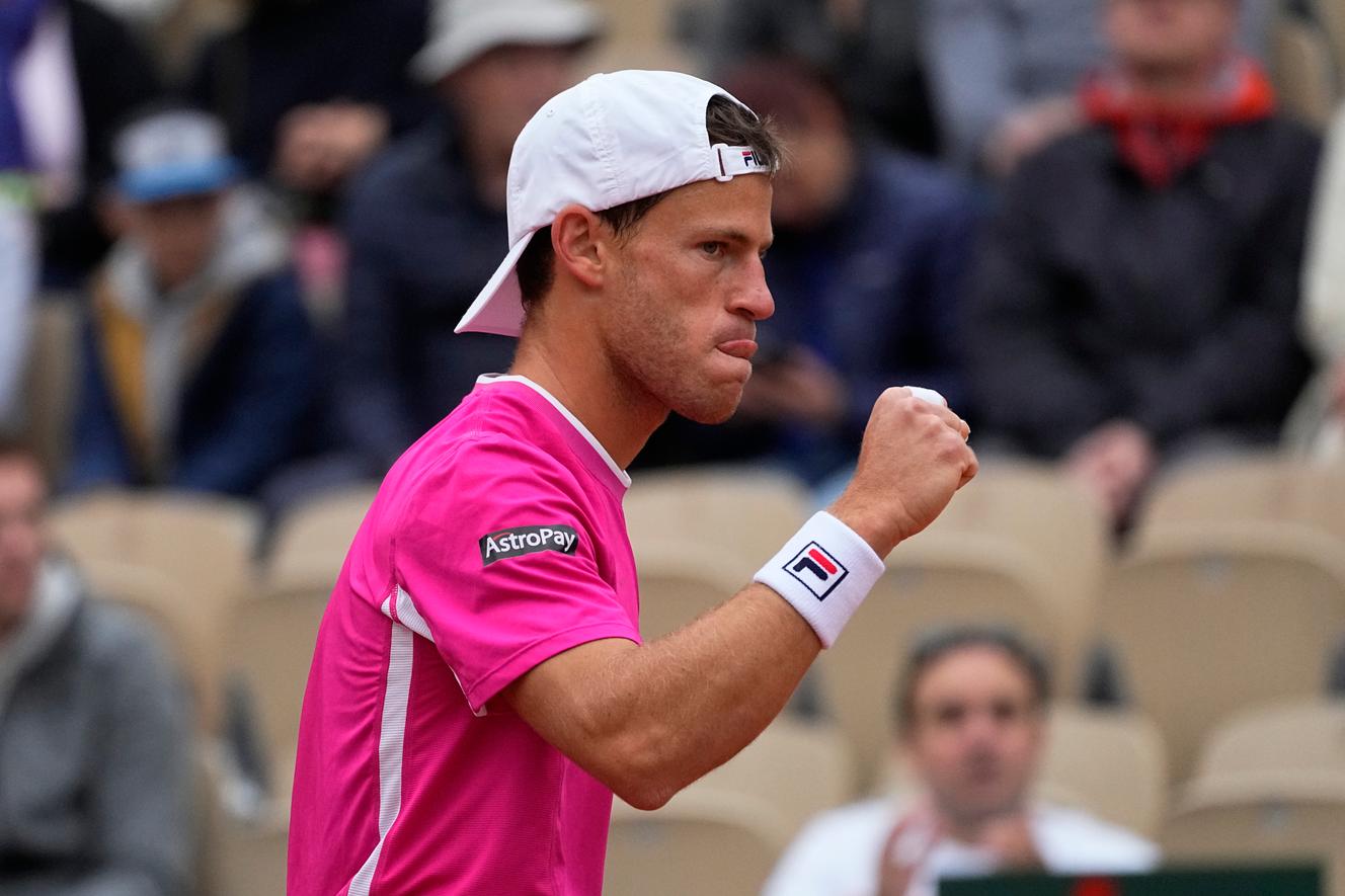 Diego Schwartzman lors de son match contre Grigor Dimitrov, venerdì 27 maggio 2022.