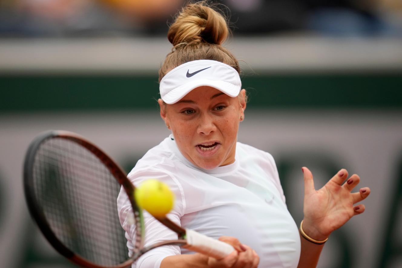 Amanda Anisimova lors de son match contre Karolina Muchova, venerdì 27 maggio 2022.