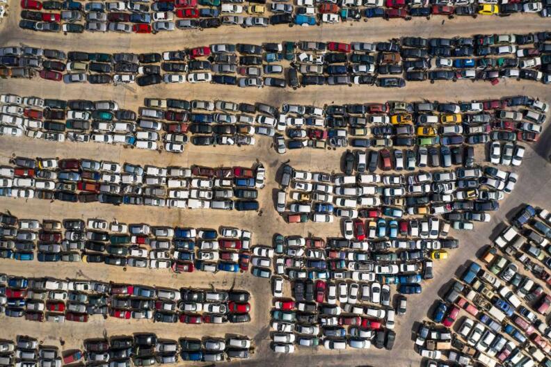 Aerial view of car graveyard, Coin, Malaga, Spain Photo by Amazing Aerial Agency/ABACAPRESS.COM