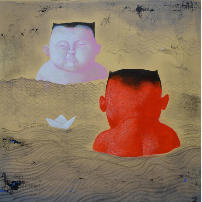 « Paper Boat » (« Bateau de papier »), peinture acrylique sur toile (2020), de Yin Kun.