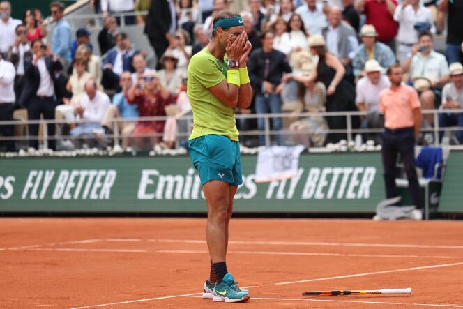 L'Espagnol Rafael Nadal savor his fourteenth victory at Roland-Garros, Sunday 5 June 2022.