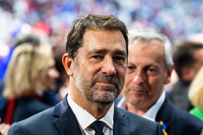 Christophe Castaner durante una reunión de campaña de Emmanuel Macron en Nanterre, el 1 de abril de 2022.
