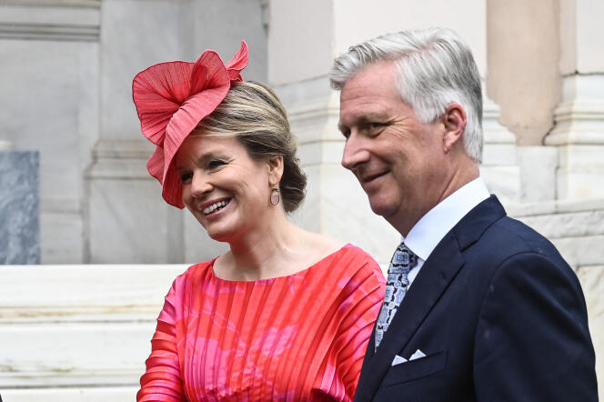 King Philippe of Belgium and Queen Mathilde on May 2, 2022 in Athens.