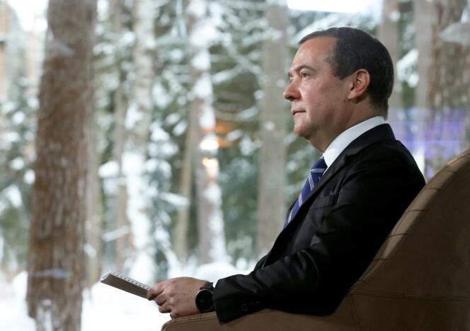 Number two of the Russian Security Council, Dmitry Medvedev, in Moscow, January 27, 2022.