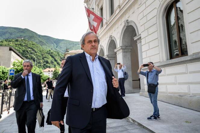 Michel Platini au Tribunal pénal fédéral, à Bellinzone (Suisse), le 8 juin 2022.