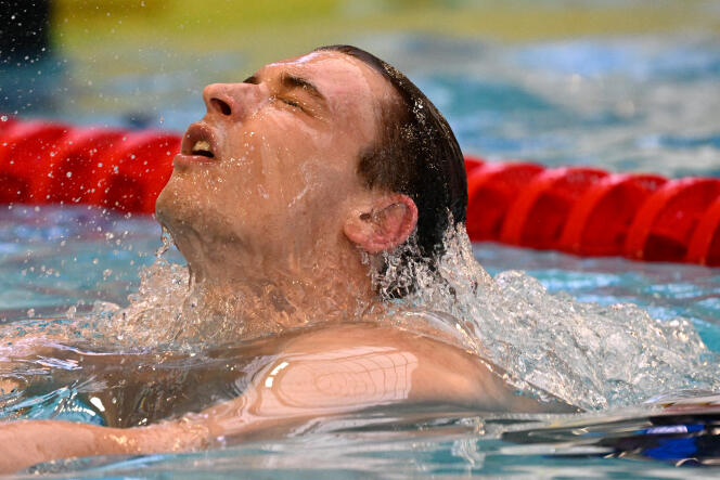 Maxime Grousset, à l’issue de la finale du 50 mètres nage libre des championnats de France, le 9 avril 2022.