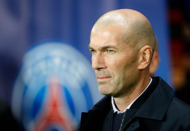 Zinedine Zidane, then coach of Real Madrid, during a Champions League match against Paris-Saint-Germain on September 18, 2019 at the Parc des Princes.