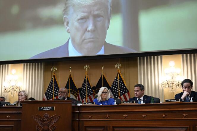 9. Juni 2022 in Washington, D.C., Präsentation der Ergebnisse des Untersuchungsausschusses des Kongresses zum Angriff auf den Capital Storm. 