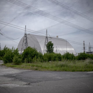 Le sarcophage du réacteur n°4, Tchernobyl, en Ukraine, le 25 mai 2022.
