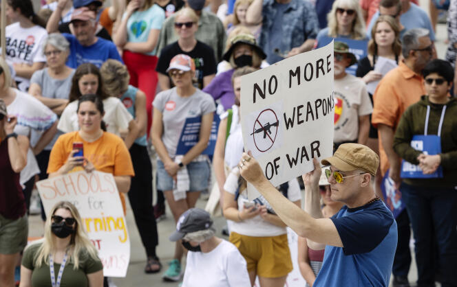 Hundreds of people gather outside of the Idaho Capitol to attend a rally focused on anti-gun violence on June 11, 2022, in Boise.