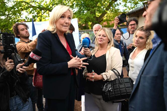 France's far-right party Rassemblement National (RN) leader Marine Le Pen attends an election evening following the first round of France's parliamentary elections in Henin-Beaumont, northern France, on June 12, 2022.