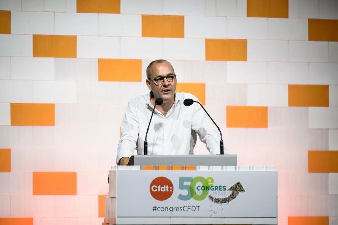 Le secrétaire général de la CFDT Laurent Berger lors de l’ouverture du 50e congrès de la Confédération française démocratique du travail (CFDT) à Lyon, le 13 juin 2022.