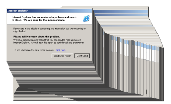 Capture d’écran faite à partir du site « Internet Lagplorer », qui recrée les bugs d’affichage que les utilisateurs rencontraient parfois lors de l’utilisation du navigateur Internet Explorer.
