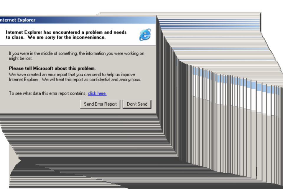 Capture d’écran faite à partir du site « Internet Lagplorer », qui recrée les bugs d’affichage que les utilisateurs rencontraient parfois lors de l’utilisation du navigateur Internet Explorer.