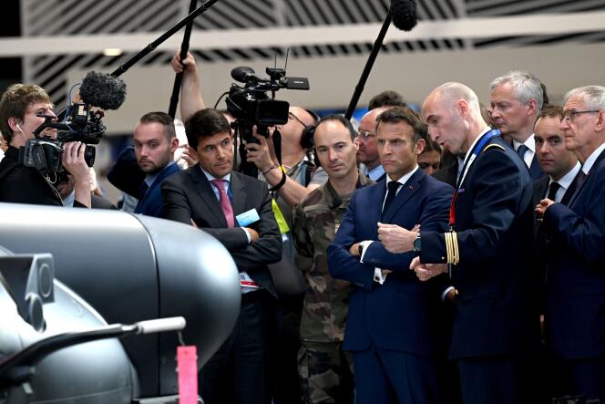 Emmanuel Macron at the Eurosatory international trade fair in Villepinte, June 13, 2022. 