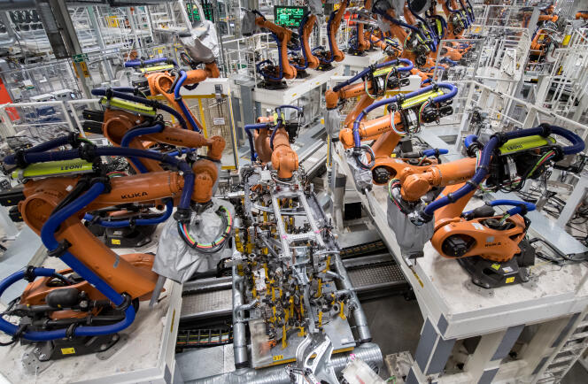 A l’usine Volkswagen de Zwickau, en Saxe, où est produite l’ID.3, le 25 février 2020. 