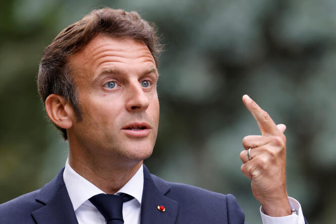 France's President Emmanuel Macron delivers a speech in Kyiv, Thursday, June 16, 2022.