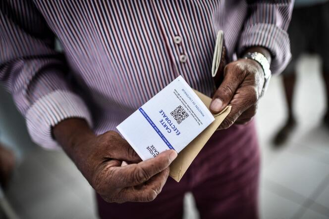 A voter in Fort-de-France, Martinique, for the second round of legislative elections, Saturday, June 18, 2022.
