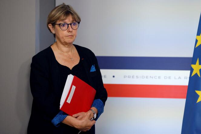 La ministre française de l’enseignement supérieur et de la recherche, Sylvie Retailleau, pendant une conférence de presse après un conseil des ministres à l’Elysée, à Paris, le 14 juin 2022. 
