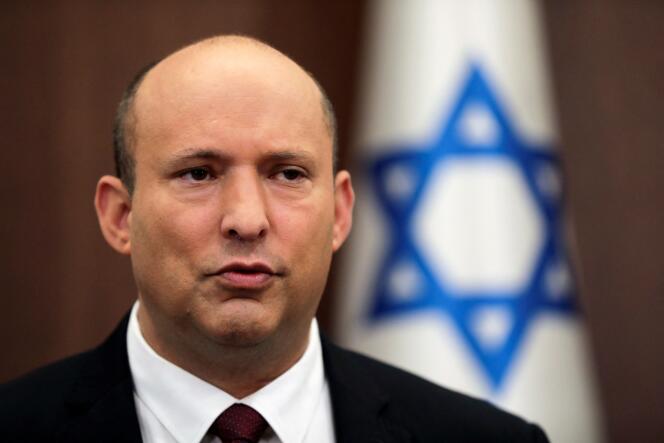 Israeli Prime Minister Naftali Bennett attends a cabinet meeting at the prime minister's office in Jerusalem, Israel, on June 19, 2022.