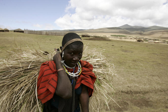 A Maasai woman walks in the Ngorongoro Game Reserve in northern Tanzania in 2007.
