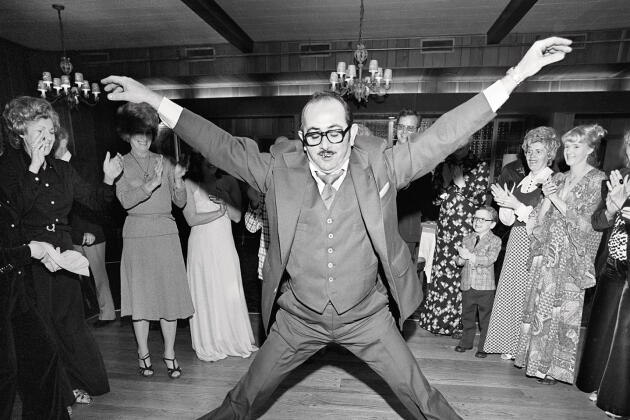 A man dancing at a wedding (Rockville Centre, New York, 1976).