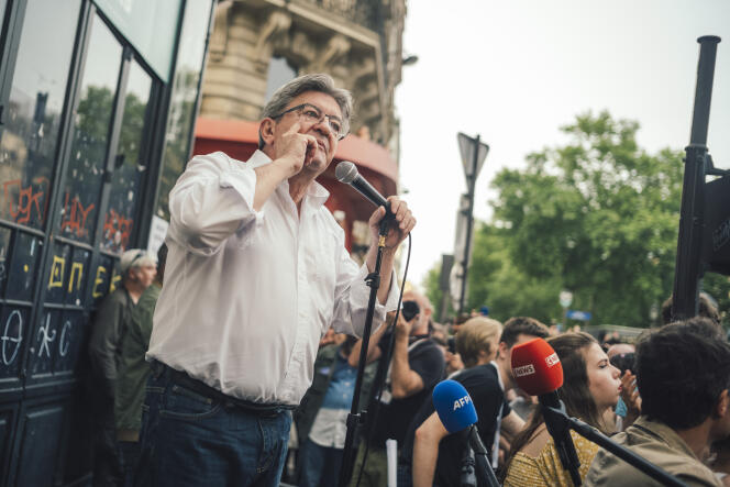 The leader of La France Insoumise, Jean-Luc Mélenchon, on the evening of the second round of the legislative elections, at the Elysée-Montmartre, in Paris, on June 19, 2022.