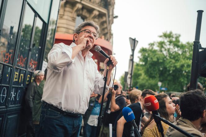 Le chef de file de La France insoumise, Jean-Luc Mélenchon, au soir du second tour des législatives, à l’Elysée-Montmartre, à Paris, le 19 juin 2022.